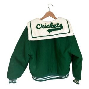 Vintage Crickets Quilted Green Varsity Letterman Jacket 44 Sportscore Preppy 60s